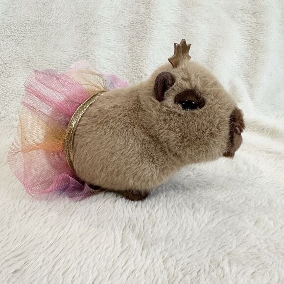 Douglas Cuddle Toys Chattie Capybara With Tutu Crown 6” Soft Plush Toy - Picture 1 of 6